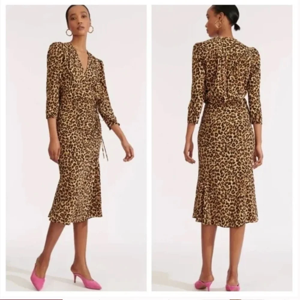 VERONICA BEARD | Arielle Leopard Print Silk Blend Dress - Picture 2 of 15